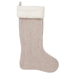 Julesok <br><br> brun/hvidstribet <br><br> m/ hvid kunstig pelskant <br><br> L 50 cm <br><br>
