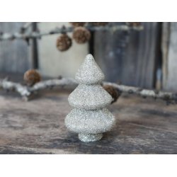 Juletr m. glimmer <br><br> h9,5 cm