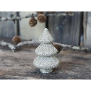 Juletr m. glimmer <br><br> h9,5 cm