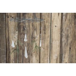 Juletrer m. snor <br><br> hvid porceln <br><br> st af 3 stk. <br><br>