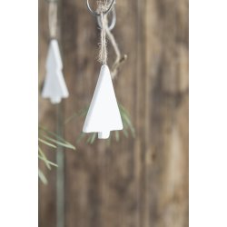 Juletrer m. snor <br><br> hvid porceln <br><br> st af 3 stk. <br><br>