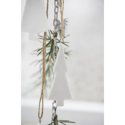 Juletrer m. snor <br><br> hvid porceln <br><br> st af 3 stk. <br><br>