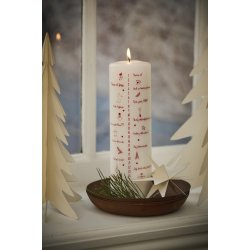 Kalenderlys m. tekst <br><br> rd tryk <br><br> ca. 65t  <br><br>