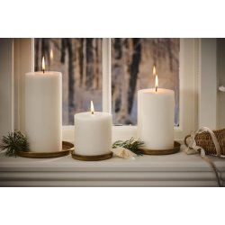 Kirkelys - Svanem�rket <br><br>Rustik hvid <br><br> H: 10 �: 9,6 cm <br><br>  ca. 60 t <br><br>