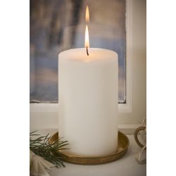 Kirkelys - Svanem�rket <br><br>Rustik hvid <br><br> H: 15 �: 9,6 cm <br><br>  ca. 90 t <br><br>