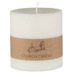 Kirkelys - Svanem�rket <br><br>Rustik hvid <br><br> H: 10 �: 9,6 cm <br><br>  ca. 60 t <br><br>
