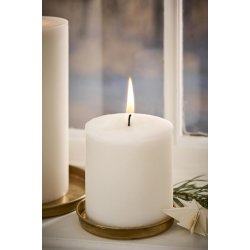 Kirkelys - Svanem�rket <br><br>Rustik hvid <br><br> H: 10 �: 9,6 cm <br><br>  ca. 60 t <br><br>