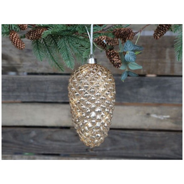 Kmpe kogle m. glimmer <br><br> LED <br><br> 20 cm 