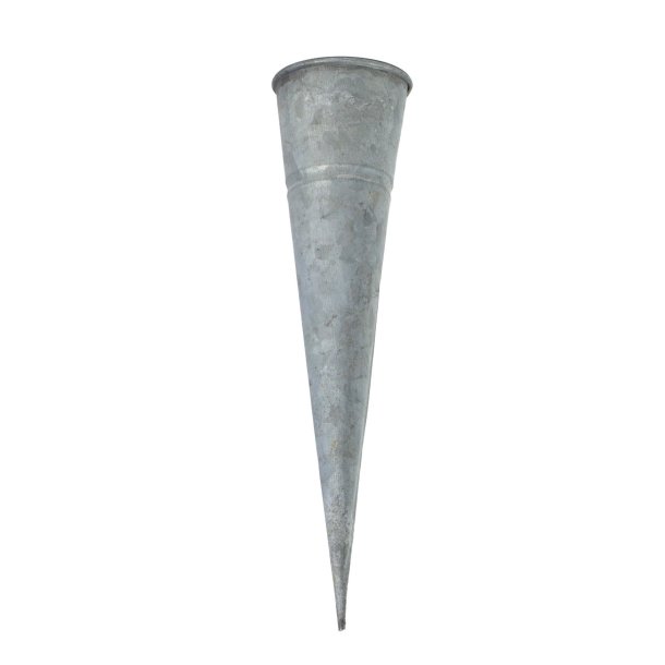 Konisk lysholder til fyrfadslys <br><br> Zink look <br><br> Mellem - h 20 cm <br><br> 2. sortering <br><br>