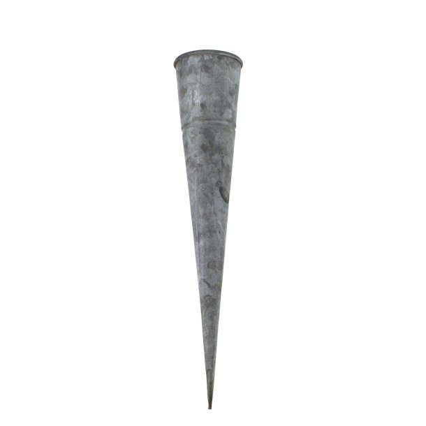 Konisk lysholder til fyrfadslys <br><br> Zink look <br><br> Stor - h 25 cm <br><br> 2. sortering <br><br>
