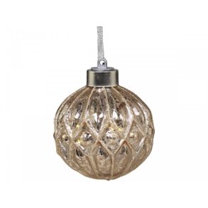 Glaskugle m. glimmer <br><br>LED - 8 cm