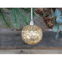 Glaskugle m. glimmer <br><br>LED - 8 cm