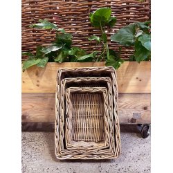 Firkantet rattanbakke <br><br> Kubu  <br><br> ST af 3 str.