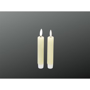 LED Rustik Bedelys <br><br> 2 stk m. timer <br><br> creme <br><br> h 11,5 cm <br><br>