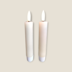 LED Rustik Bedelys <br><br> 2 stk m. timer <br><br> creme <br><br> h 11,5 cm <br><br>