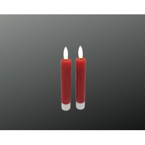 LED Rustik Bedelys <br><br> 2 stk m. timer <br><br> rd <br><br> h 11,5 cm <br><br>