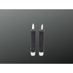 LED Rustik Bedelys <br><br> 2 stk m. timer <br><br> sort <br><br> h 11,5 cm <br><br>