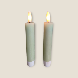 LED Rustik Bedelys <br><br> 2 stk m. timer <br><br> stvgrn <br><br> h 11,5 cm <br> 