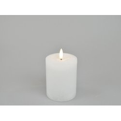 LED rustik bloklys <br><br> �7,6 / h10 cm <br><br> hvid <br><br> m. timer <br><br> RESTSALG <br><br>