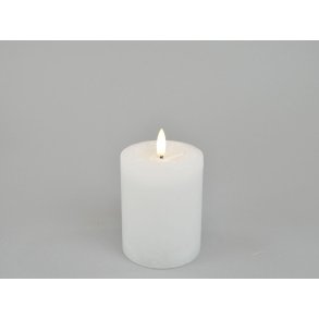 LED rustik bloklys <br><br> �7,6 / h10 cm <br><br> hvid <br><br> m. timer <br><br> RESTSALG <br><br>