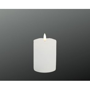 LED rustik bloklys <br><br> 7,6 / h10 cm <br><br> hvid <br><br> m. timer <br><br>