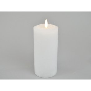 LED rustik bloklys <br><br> �7,6 / h16 cm <br><br>hvid <br><br> m. timer <br><br> RESTSALG <br><br>
