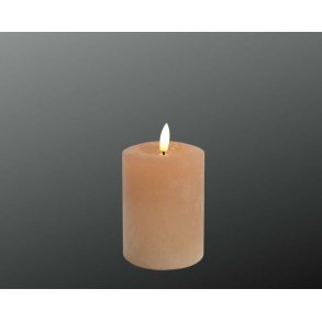 LED rustik bloklys <br><br> 7,6 / h10 cm <br><br> kaffe / lysebrun <br><br> m. timer <br><br>