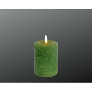 LED rustik bloklys <br><br> 7,6 / h12 cm <br><br> skovgrn <br><br> m. timer <br><br>