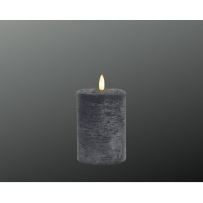 LED rustik bloklys <br><br> 7,6 / h10 cm <br><br> sort <br><br> m. timer <br><br>