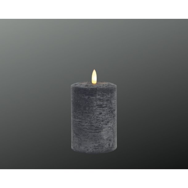 LED rustik bloklys <br><br> �7,6 / h10 cm <br><br> sort <br><br> m. timer <br><br>