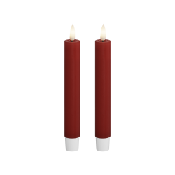 LED Kronelys <br><br> 2 stk m. timer <br><br> rd <br><br> h 15 cm <br><br>