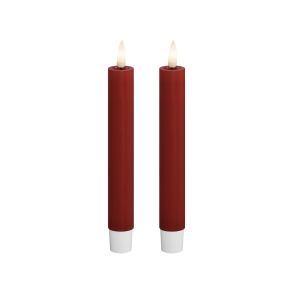 LED Kronelys <br><br> 2 stk m. timer <br><br> rd <br><br> h 15 cm <br><br>