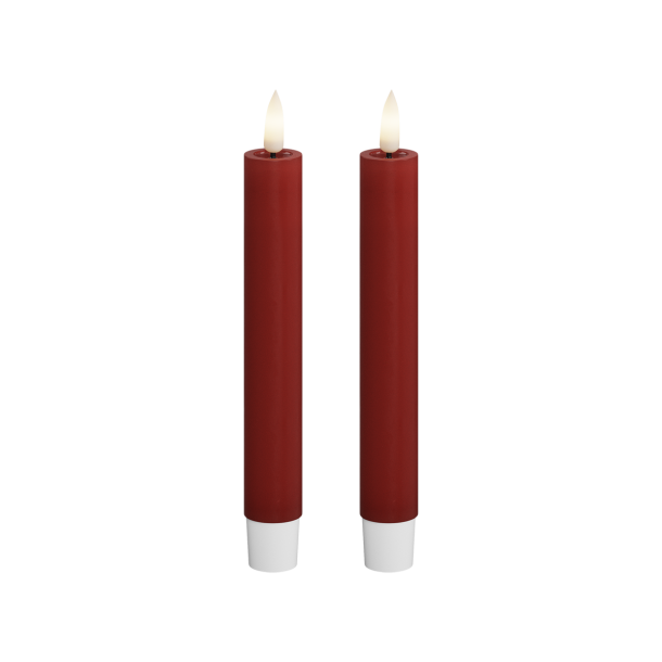 LED Kronelys <br><br> 2 stk m. timer <br><br> rd <br><br> h 15 cm <br><br>