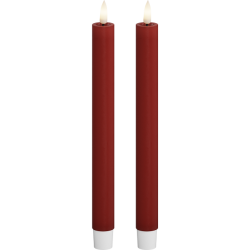 LED Kronelys <br><br> 2 stk m. timer <br><br> rd <br><br> h 24 cm <br><br>