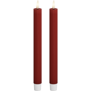 LED Kronelys <br><br> 2 stk m. timer <br><br> rd <br><br> h 24 cm <br><br>