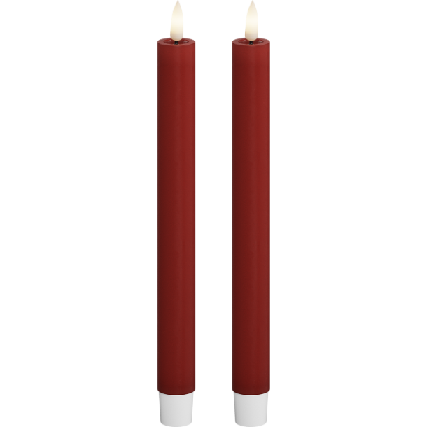 LED Kronelys <br><br> 2 stk m. timer <br><br> rd <br><br> h 24 cm <br><br>