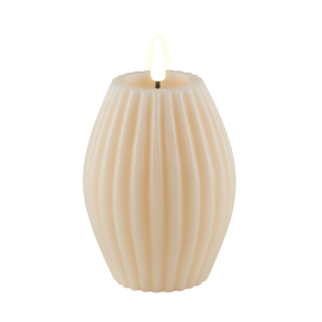LED Rillelys <br><br> m. timer <br><br> 7,5 x h10 cm <br><br> Creme
