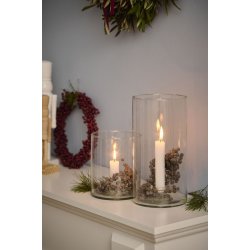 Stage glas til bedelys <br><br> m/ fast indsats <br><br> H: 15 �: 12 cm <br><br>