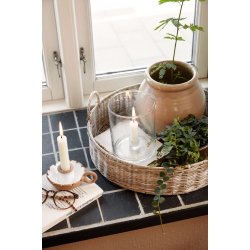 Stage glas til bedelys <br><br> m/ fast indsats <br><br> H: 15 �: 12 cm <br><br>