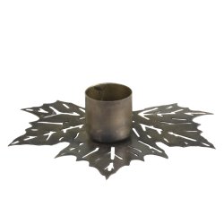 Lysestage m. blade <br><br> t/ bedelys <br><br> antique messing