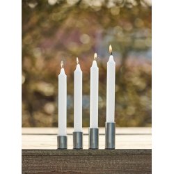 Lysestager med magnet <br><br> galvaniseret look <br><br> S�t m. 4 str. <br><br> 