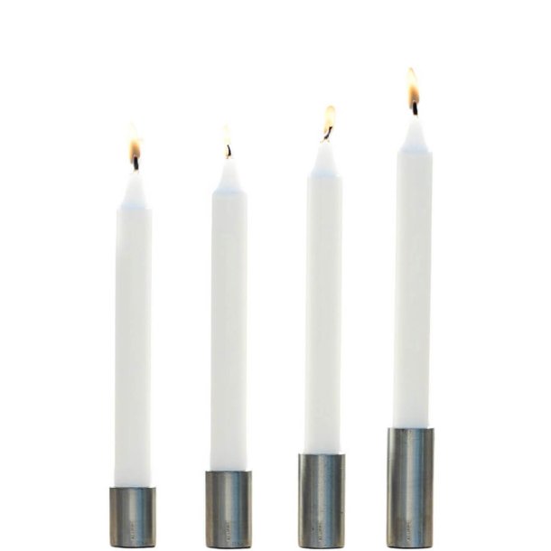 Lysestager med magnet <br><br> galvaniseret look <br><br> S�t m. 4 str. <br><br> 