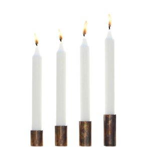 Lysestager med magnet <br><br> kobber look <br><br> S�t m. 4 str. <br><br> 