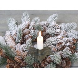 Lysspyd m. blade <br><br> til bedelys <br><br> antique messing