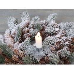 Lysspyd m. blade <br><br> til bedelys <br><br> antique zink