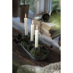 Lysspyd m. manchet <br><br> til bedelys <br><br> gr/zink <br><br>