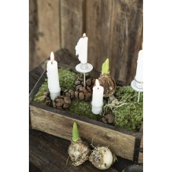 Lysspyd kort <br><br> til bedelys <br><br> antique hvid <br><br> 