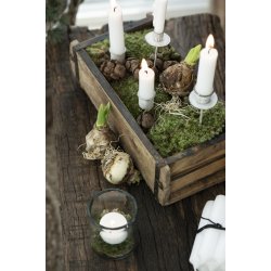 Lysspyd kort <br><br> til bedelys <br><br> antique hvid <br><br> 