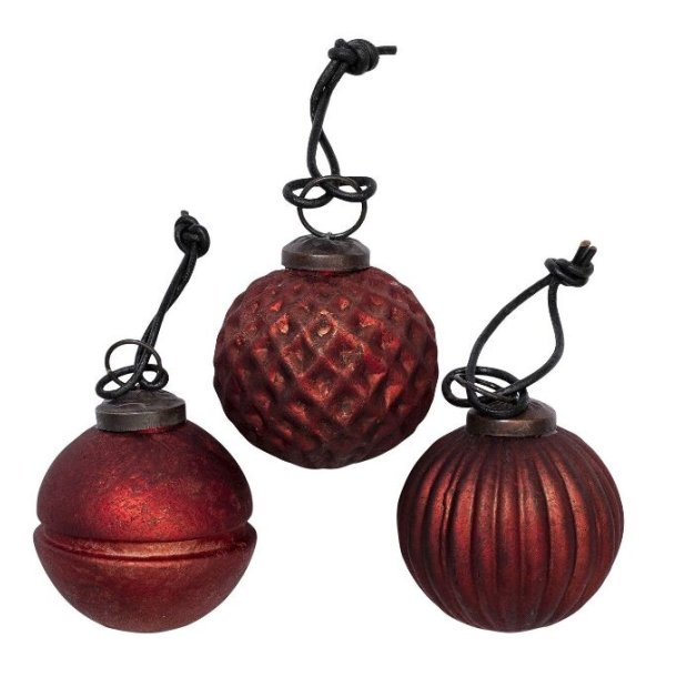 Glas julekugler <br><br>  5-6 cm <br><br> St m. 3 slags <br><br>  