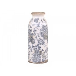 Melun keramik flaske/vase <br><br> m. fransk m�nster <br><br> stor <br><br>